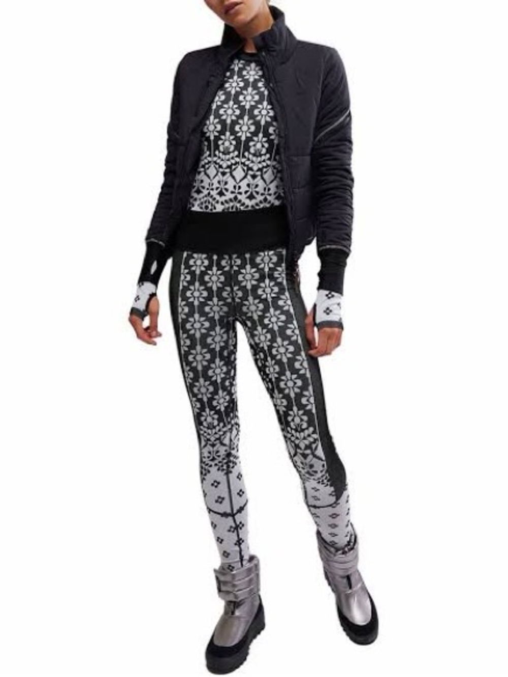 Women’s Free People FP Movement Leggings Pants Flower Large New